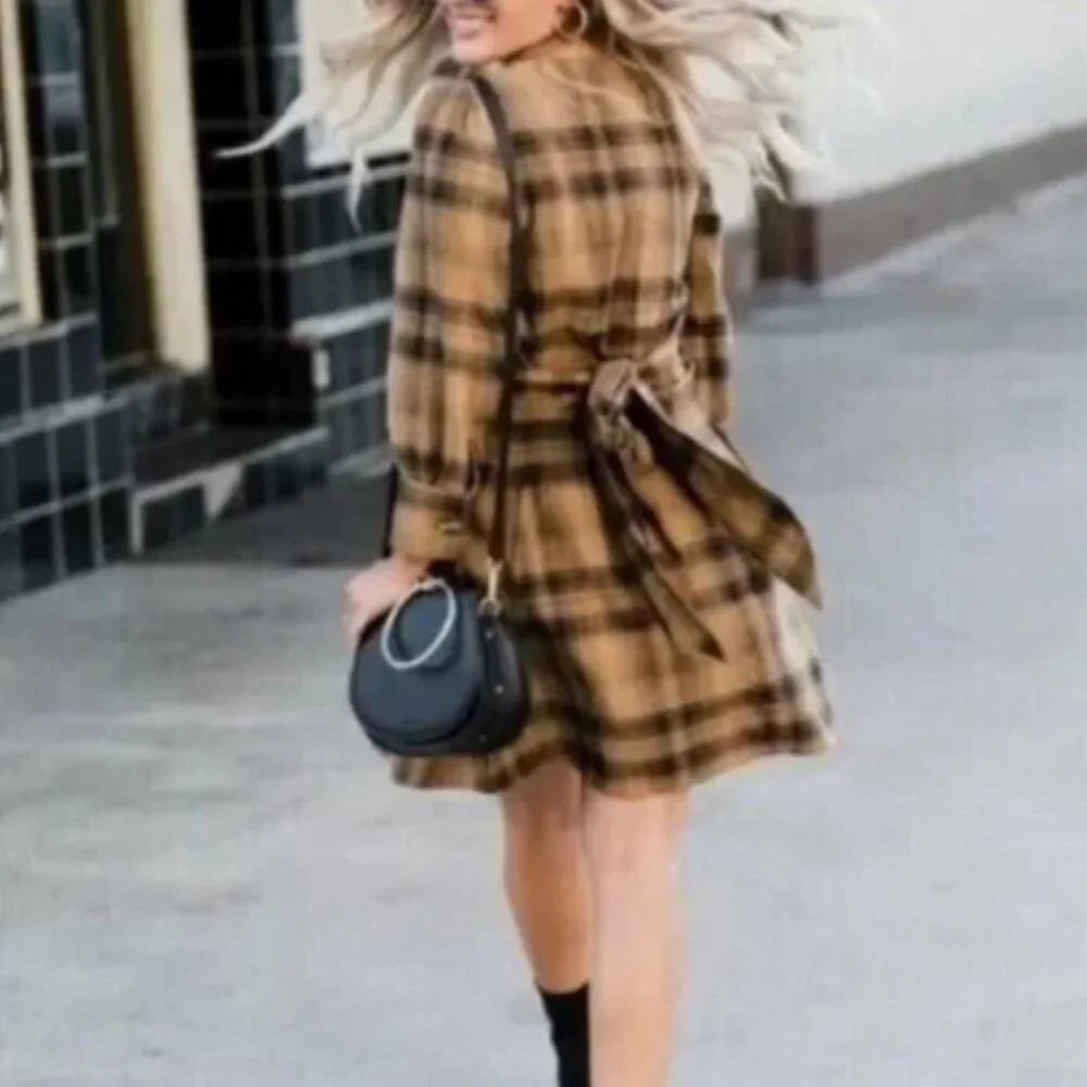 Free People English Rose Plaid Linen Blend Mini Dress Women's Size 0/UK4